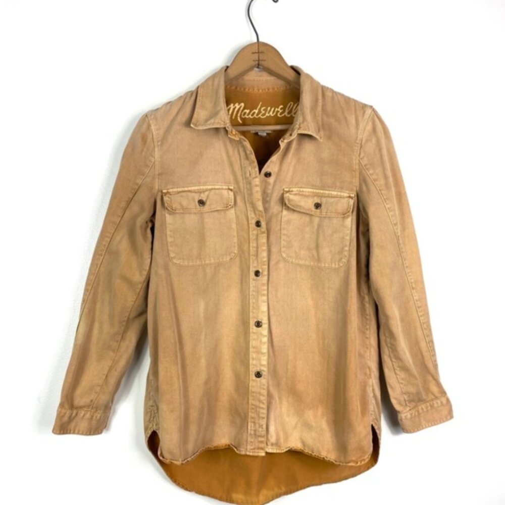 MADEWELL Tomboy Work Shirt in Yellow Denim 100% Cotton SZ S - Picture 4 of 7